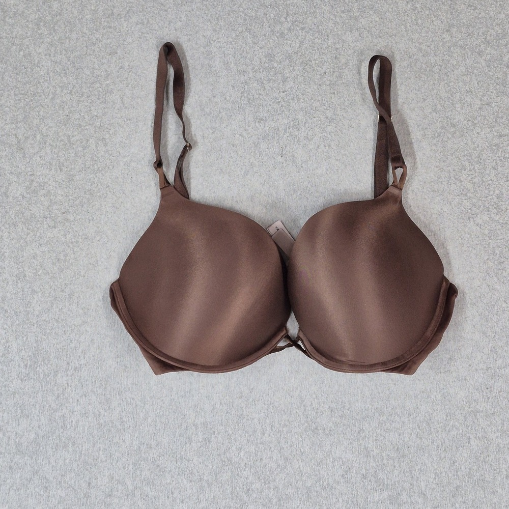 Victoria's Secret Women Bra 34DD Brown Bombshell Plunge Adjustable Push Up READ